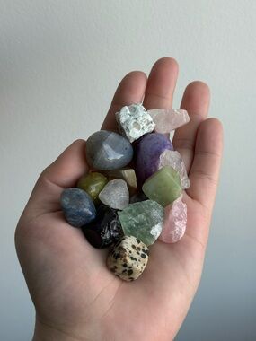 16 Small Natural Raw & Tumbled Crystal Stones Collection